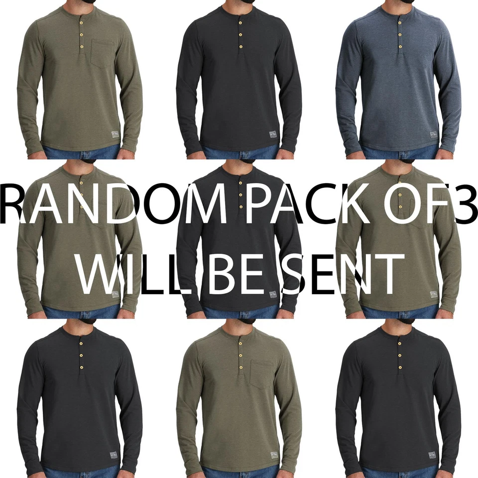3 Pack Mens Henley Long Sleeve 3 Button Grandad Neck T-Shirt Waffle Knit Top - Image 1 of 1