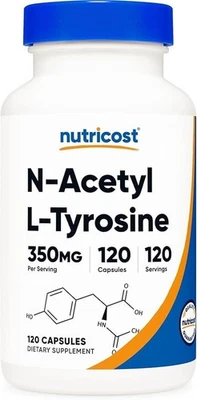 Nutricost N-Acetyl L-Tyrosine NALT 350mg 120 Capsules Gluten Free Non-GMO
