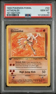 1999 POKEMON FOSSIL 1ST ED #22 HITMONLEE PSA 10 - Picture 1 of 2