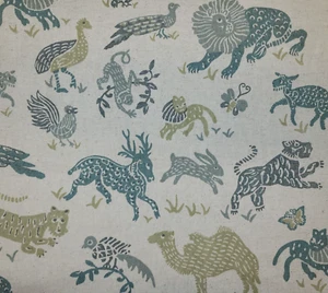 Maya in Celestial BTY Richloom 80% Cotton / 20% Linen 54" Wide African Animals - Picture 1 of 2