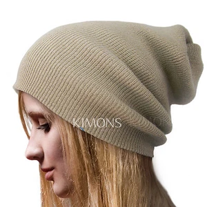 Cuff Plain Baggy Beanie Hat Military Ski Army Cap Camo Slouchy Women Solid CF - Picture 1 of 19