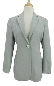 ISAIA NAPOLI Tailored Jacket Blazer sz 40 womens green & white Stripe Italy - Picture 1 of 6