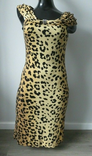SPLENDIDO ABITO DONNA LOVE MOSCHINO SINV DESIGNER LEOPARDO ANIMALE ELASTICIZZATO 8 36