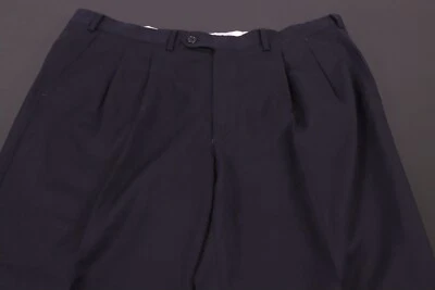 Pantalones de vestir plisados de lana para hombre LUCIANO BARBERA 54 (38x29) - azul oscuro Foto 1 de 4
