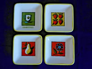 Holt Howard Early American set of 4 dishes plates coasters 4 x 4 x 1 snack tray - Picture 1 of 11
