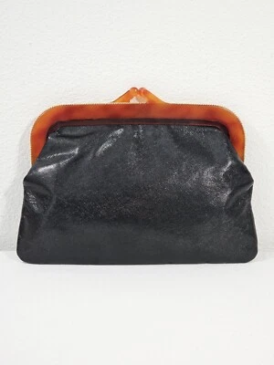 Bolso de Mano Delka Vintage Años 50 Mediados de Siglo Hecho en Francia Negro con Marco de Baquelita  Foto 1 de 4
