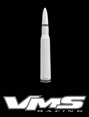 KIT ANTENA CORTA REPUESTO ALUMINIO ESTILO BALA CALIBRE 50 VMS BLANCO Foto 1 de 3