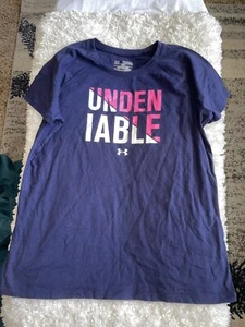 Under Armour Heat Gear girls sz. XL loose “ Undeniable” design shirt. Cute - Picture 1 of 7