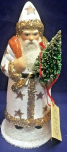 2023 Neu Ino Schaller Bayern Pappmaché German Mini Santa Weiß & Gold 7" - Bild 1 von 5