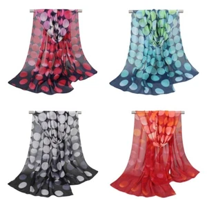 Women Classic Polka Dots Chiffon Long Scarf Wrap Shawl Neck Soft Sheer Scarf  - Picture 1 of 7