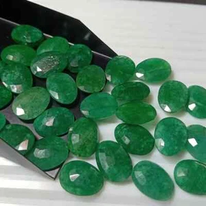 Natural Emerald Loose Gemstone Lot Of 31 Oval Cut Stone Jewelry Making Cabochon - Bild 1 von 5
