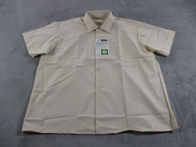 Camisa social vintage Brent bege meia manga Montgomery Ward tamanho L 16 16,5 nova com etiquetas - Imagem 1 de 4