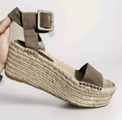 Sandalia de cuña Vince Abby marrón gamuza cuero plataforma talla 10M Foto 1 de 4