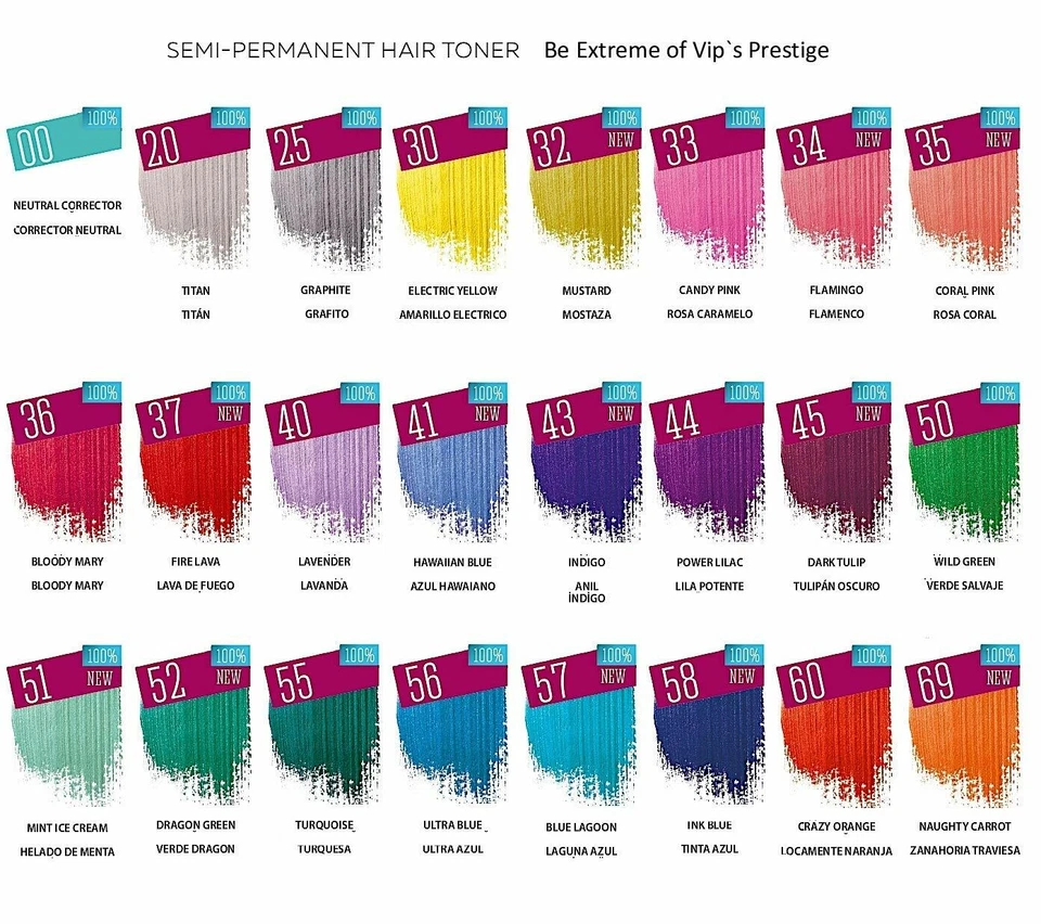 4x VIP’s Prestige Semi Permanente direktziehende Haarfarbe Haartönung Farbe 100g - Bild 1 von 1