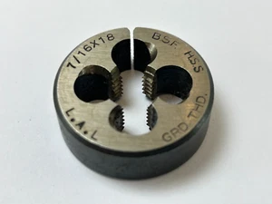 7/16" BSF SPLIT DIE ROUND (MANO DERECHA), HSS, 1-5/16"OD, Hecho en Inglaterra - Imagen 1 de 2