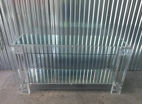 70'S MODERNIST IMPOSING CUSTOM THICK LUCITE CONSOLE Cover