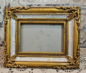 Art Nouveau Gold Molding & Distressed Paint Look Table Photo Frame 5.75 x 7.25" - Picture 1 of 6