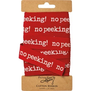 Red & White No Peeking Cotton Christmas Gift Ribbon 10 Yards x 1.25 Inch NEW - Picture 1 of 1