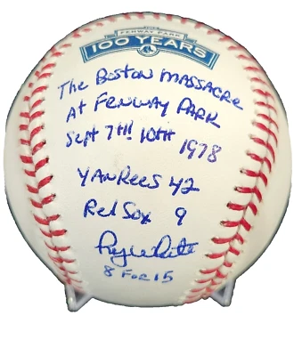 Roy White Signed Inscribed 100 Year Fenway Park Baseball Yankees Red Sox COA - Image 1 of 4