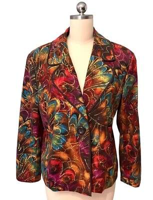 Chaqueta Blazer Chico’s Fairy Wing Colorida Elegante Mezcla de Algodón Para Mujer Talla L Foto 1 de 4