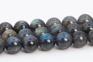 Cuentas sueltas redondas de labradorita gris translúcido natural genuino de 5-6 mm grado A+ - Imagen 1 de 4