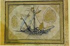 Rare Greeting Card 16th Century Turkish Artwork Sailing Boat Vessel P1
