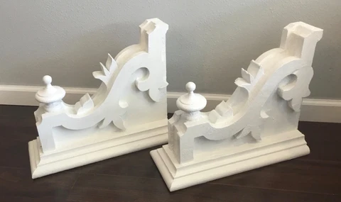 WOW Pair of c1880 Victorian Corbel Brackets w LARGE Finial IA Farmhouse 18/15/7” Cover