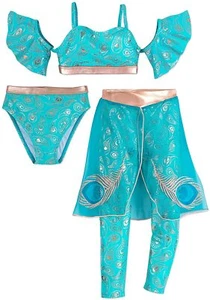 Disney Store Princesses Jasmine 3 PC Deluxe Swimsuit Set Girl Size 5/6  - Picture 1 of 1