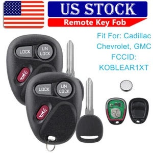 2 New Replacement Keyless Entry Remote Car Fob Transmitter + Key for 15042968 - Picture 1 of 11
