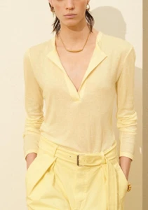 ZARA SRPLS 'TP LNG 12' Yellow Fine Knit Top. M UK 12 14. 30% Wool/Viscose Ribbed - Picture 1 of 11