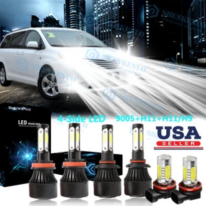 6x Combo H11 9005 LED Headlight + Fog Bulb Kit 6000K For 2011-2018 Toyota Sienna - Picture 1 of 10