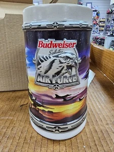 Vintage Budweiser Military Series Air Force Beer Stein Mug In Box 1994 - Picture 1 of 13