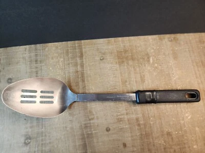 Vintage Ekco Best Results Stainless Steel Slotted Cooking Spoon Black Handle - Image 1 of 4