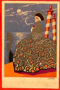 Lib7770 - POSTAL VINTAGE - Glamour, Damas, ARTISTA FIRMADO Brazalete VENECIA - Imagen 1 de 1