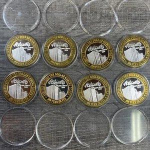 8X Limited Edition $10 Dollar Token Atlantis Casino Reno, NV 1996 .999 Silver - Picture 1 of 6