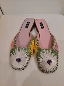 Kate Spade "Vintage" Floral Straw Square Toe Mules Size 6 (Read Flaws) - Picture 1 of 5