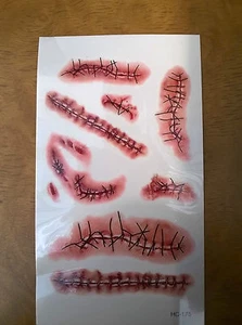 HOJA DE TATUAJES DE CICATRICES TEMPORALES (NUEVO) 110mm X 60mm RC324 - Imagen 1 de 1
