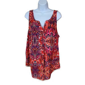 Three Pink Hearts Tank Trixxi XL Sleeveless Top Colorful Print - Picture 1 of 8