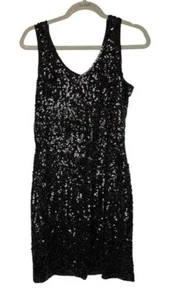 Large Sequin Sparkly Black Stretch Mini Party Dress - Picture 1 of 6