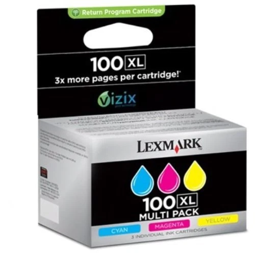 Genuine Original Lexmark 100XL Cyan Magenta Yellow Ink Cartridges 100 XL 14N0850 - Image 1 of 1
