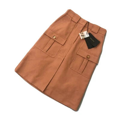 NUEVA Falda Midi Bottega Veneta Damas Marrón Algodón Piqué Línea A Talla S IT38 Foto 1 de 4