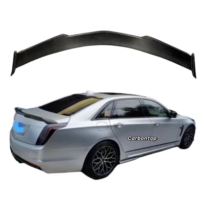 Kit de carroceria de lábio asa spoiler tampa traseira de fibra de carbono real para Cadillac CT6 2019+ - Imagem 1 de 4
