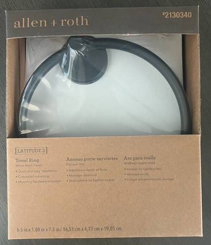 Gatco Allen + Roth Latitude 2 Black Wall Mount Towel Ring #2130340 ...