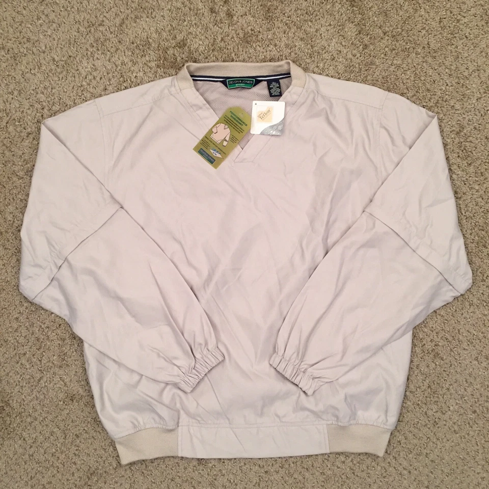 Devon & Jones Jacket Mens Large Beige Convertible Pullover Windbreaker New - Image 1 of 4