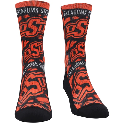 Unisex Rock Em Socks Oklahoma State Cowboys Allover Logo & Paint Crew Socks Cover