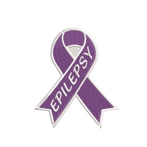 Epilepsy Awareness Support Ribbon Purple Patch Embroidered Iron-on Applique - Picture 1 of 12