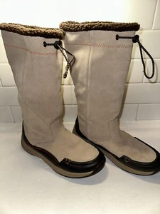 Lands End Calf High Suede Leather Rubber Sole Sherpa Lined Winter Boots Sz 8b - Picture 1 of 7