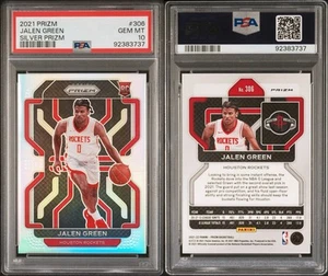 2021 2022 Panini Prizm Jalen Green Holo Silver Rookie RC 306 PSA 10 Rockets - Picture 1 of 3