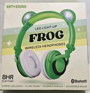 ART+SOUND LED Light Up Frog Bluetooth Wireless- Wired Headphones Slight Box Damg - Picture 1 of 10