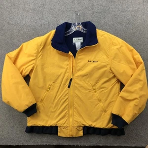 Vintage L.L.Bean Warm-Up Jacket Mens Large Yellow Blue Fleece Lined Zip 90s - Picture 1 of 13